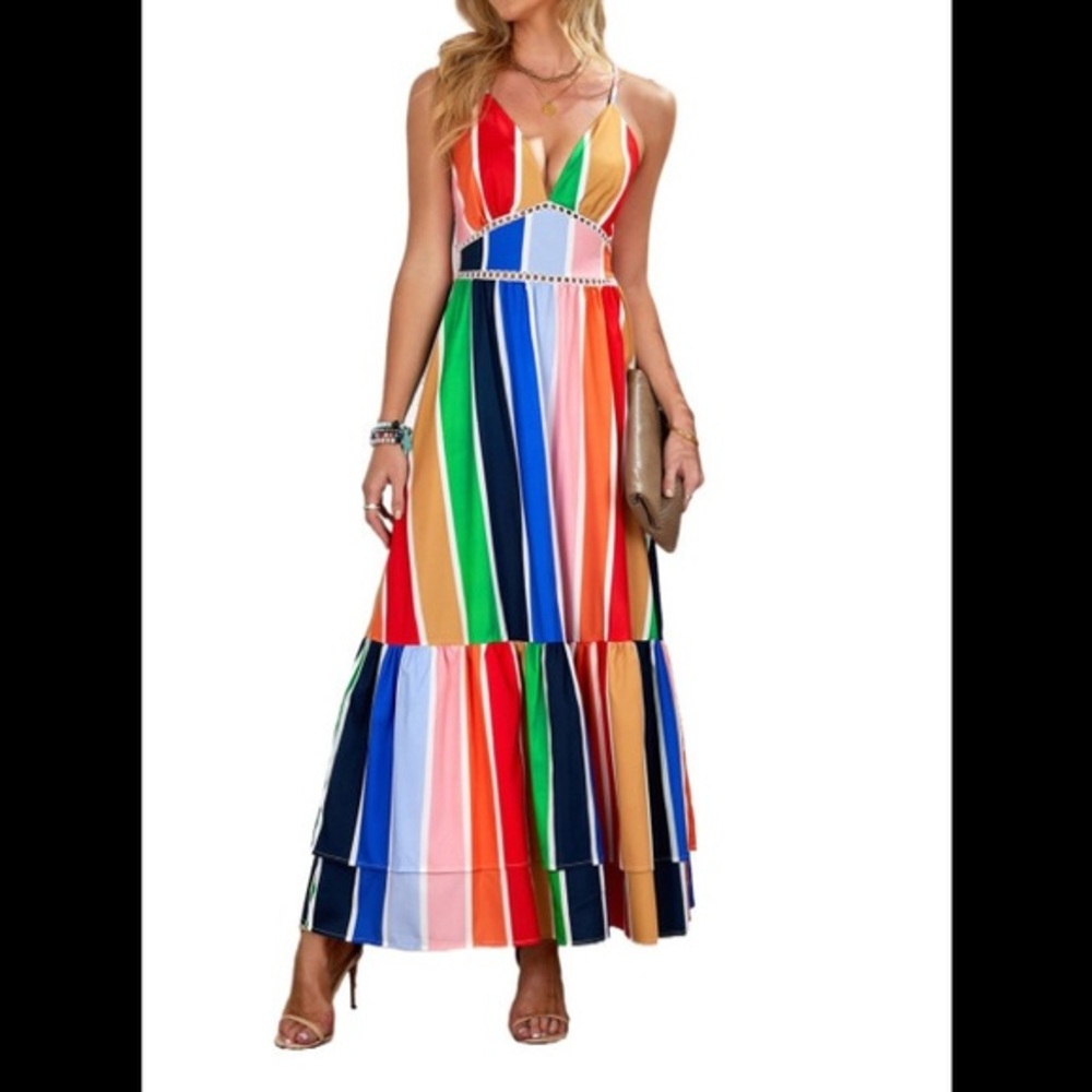 Multicolored striped dress